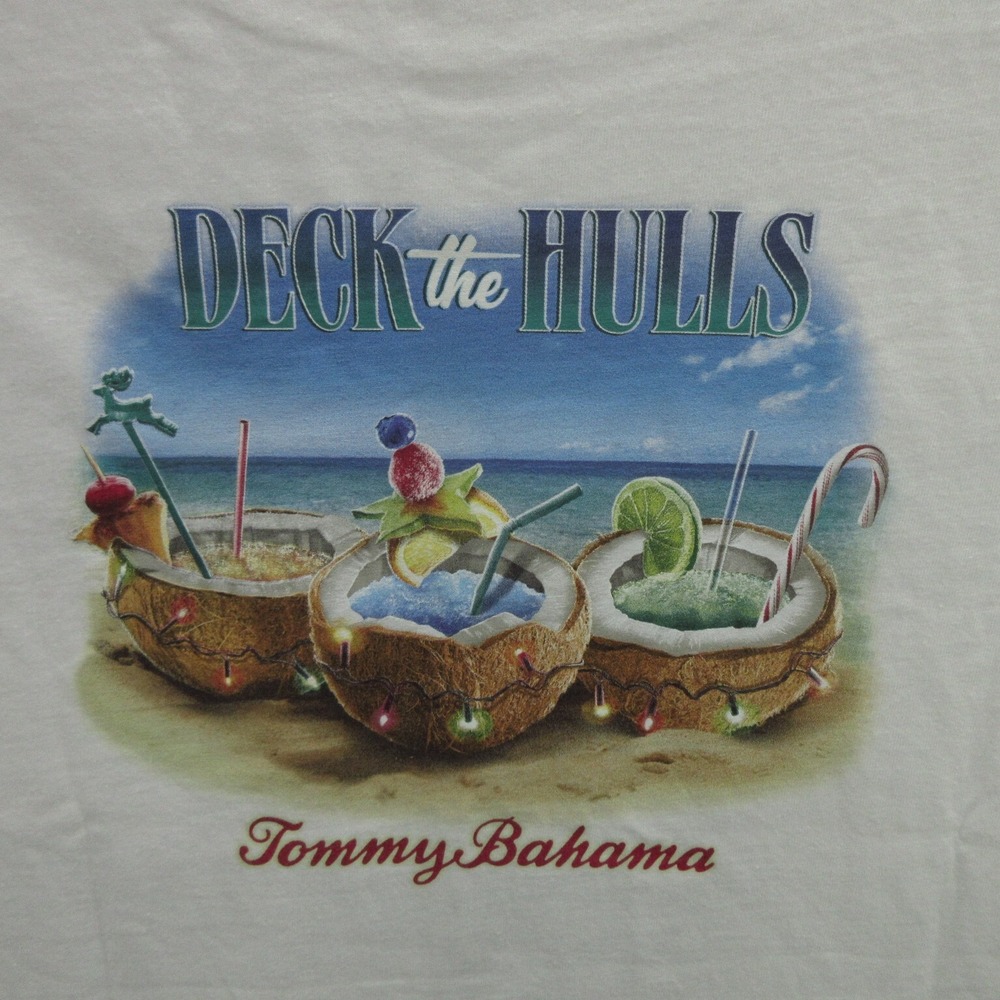 Tommy Bahama Men's Graphic T-Shirt Medium White Deck The Hulls Tee Cotton New